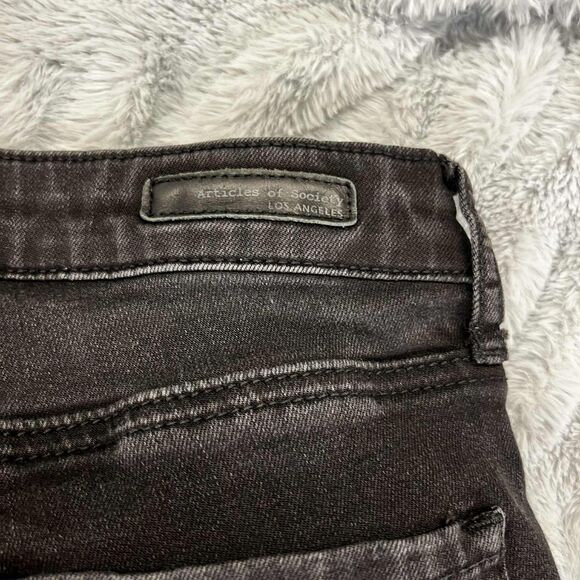 Articles of Society Jeans Women 24 Skinny Classic Black Stretch Denim Grunge Emo - Picture 9 of 12